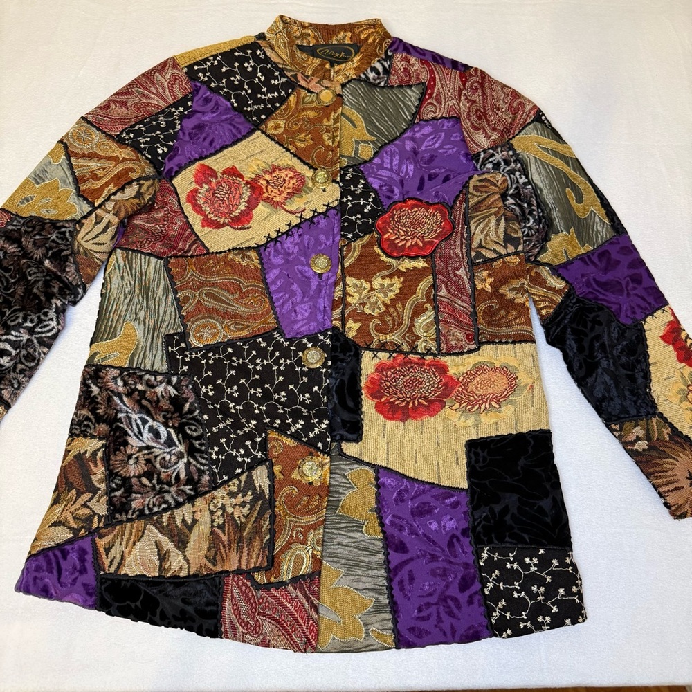 Multicolor Patchwork Boho Jacket Size Small - Vin… - image 6